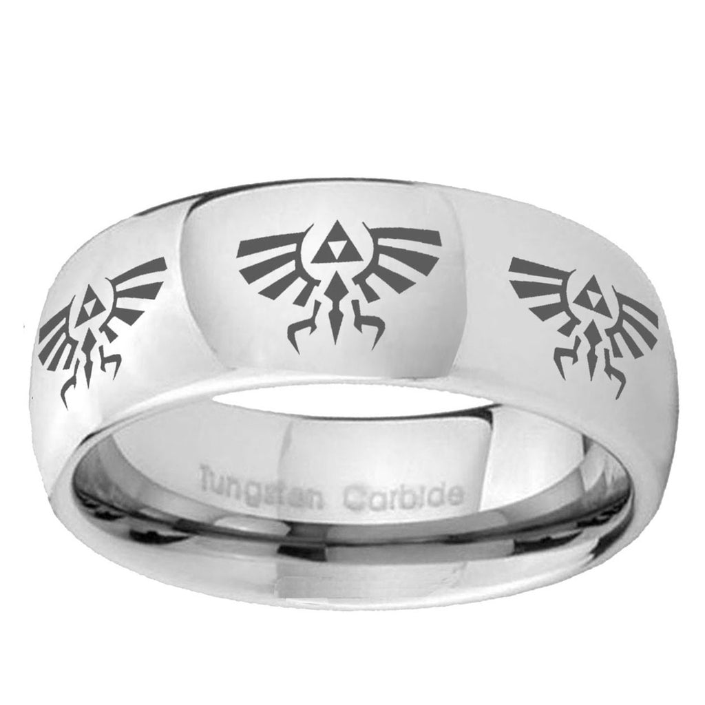 5MM Multiple Zelda Skyward Dome Polish Silver Tungsten Ring For Men