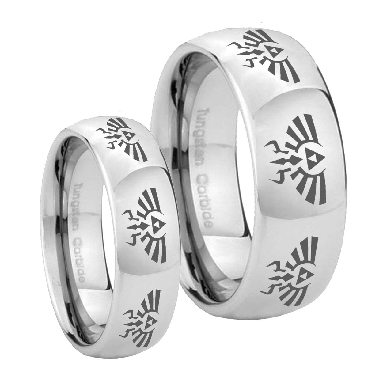 Multiple Zelda Skyward Sword Mirror Dome Tungsten His Hers Ring Set