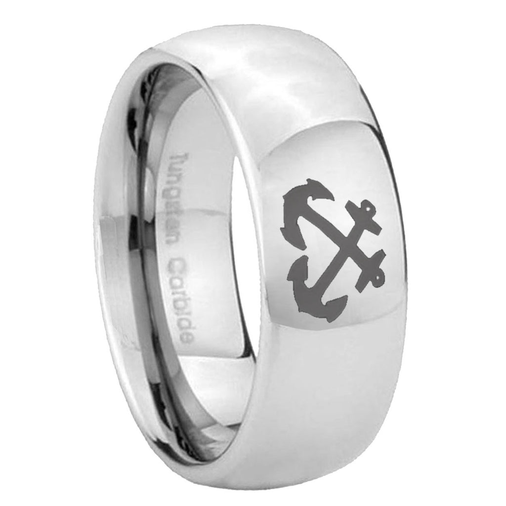 10mm Anchor Mirror Dome Tungsten Carbide Men's Engagement Band