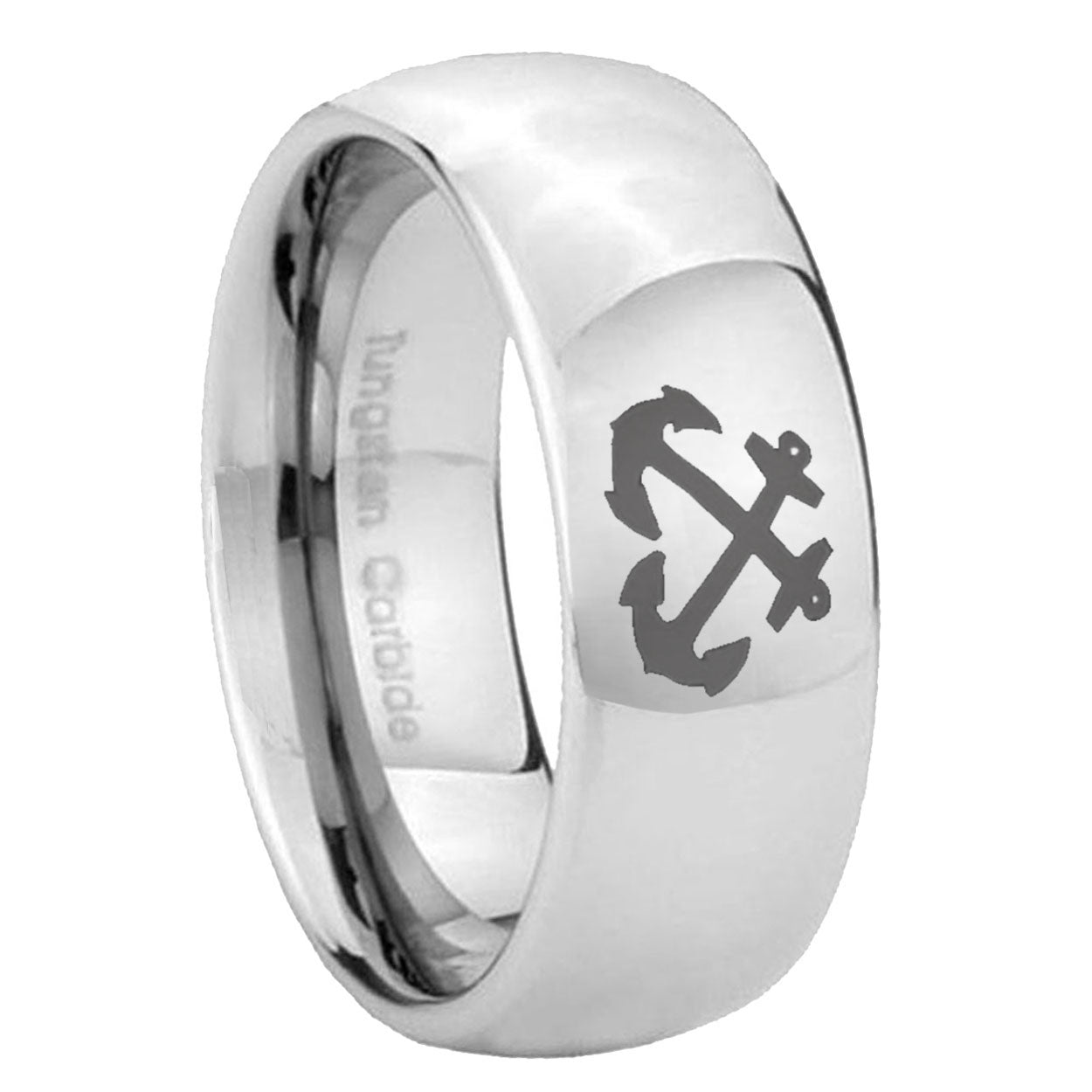 10mm Anchor Mirror Dome Tungsten Carbide Men's Engagement Band