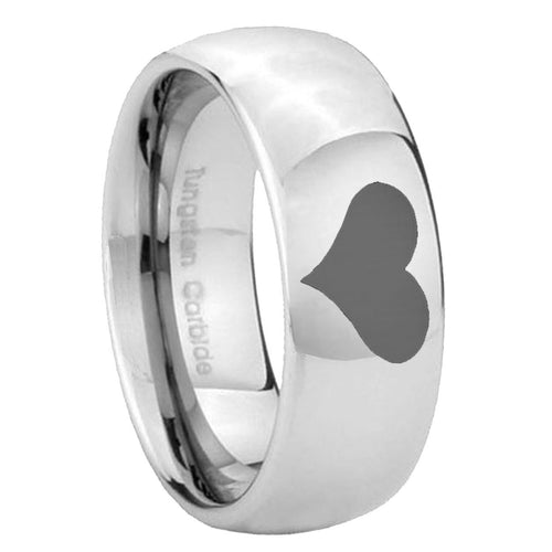 10mm Heart Mirror Dome Tungsten Carbide Mens Ring Personalized