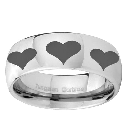 10mm Multiple Heart Mirror Dome Tungsten Ring