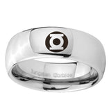 5, 8mm Green Lantern Dome Polish Silver Engraved Wedding Ring