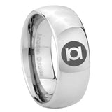 8mm Green Lantern Dome Polish Silver Engraved Wedding Ring