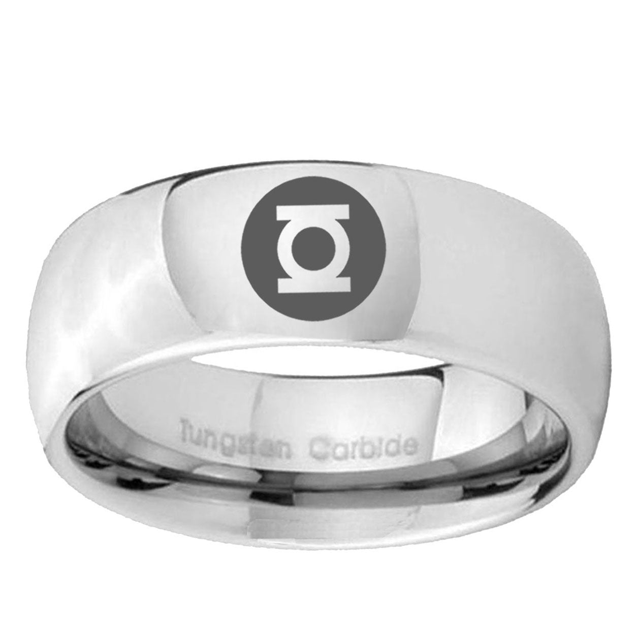 5MM Green Lantern Dome Polish Silver Tungsten Male Wedding Band