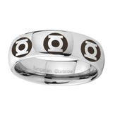 5, 8mm Multiple Green Lantern Dome Polish Silver Mens Work Wedding Rings