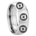8MM Multiple Green Lantern Dome Polish Silver Tungsten Ring For Man