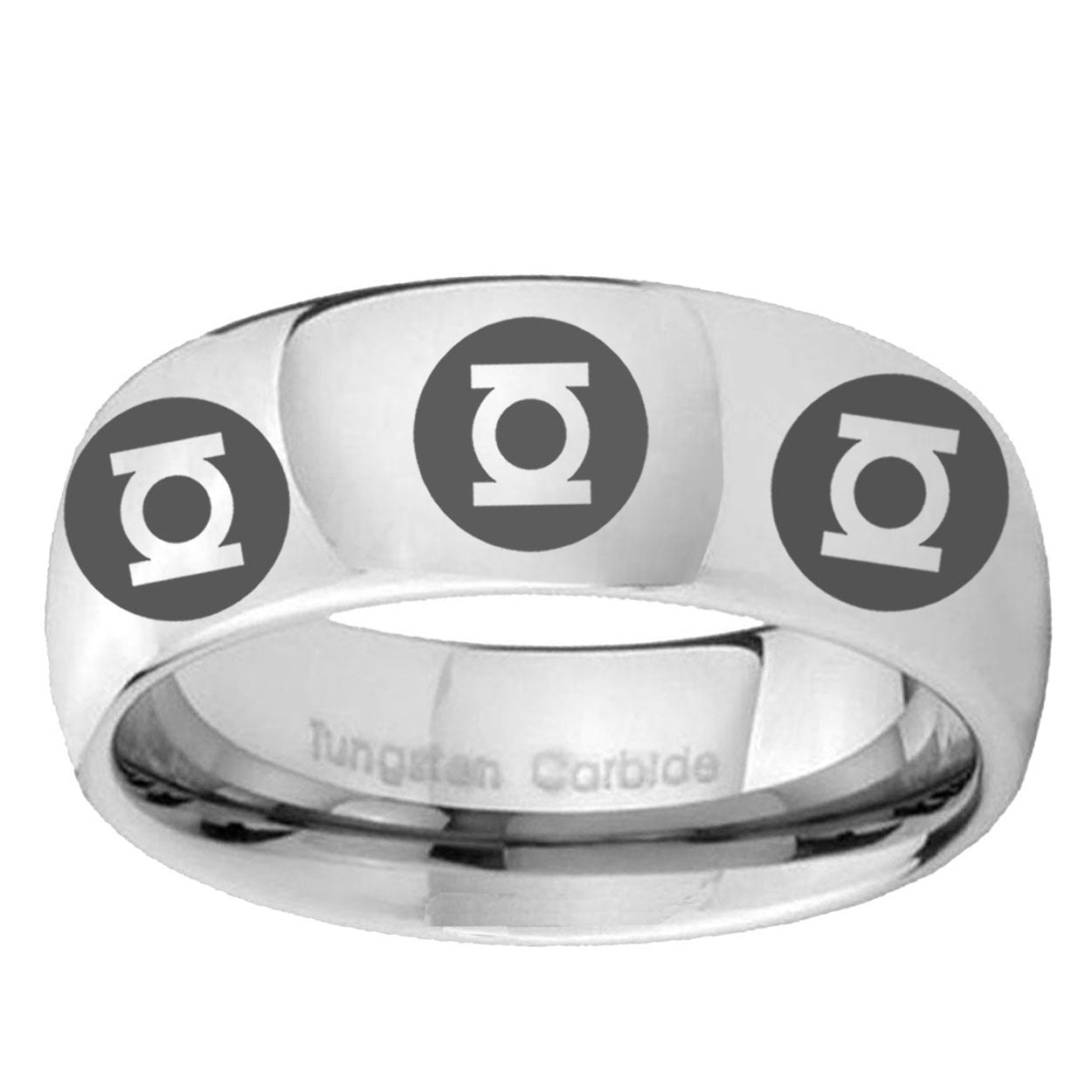 5MM Multiple Green Lantern Dome Polish Silver Tungsten Ring For Man