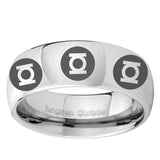 5, 8mm Multiple Green Lantern Dome Polish Silver Mens Work Wedding Rings