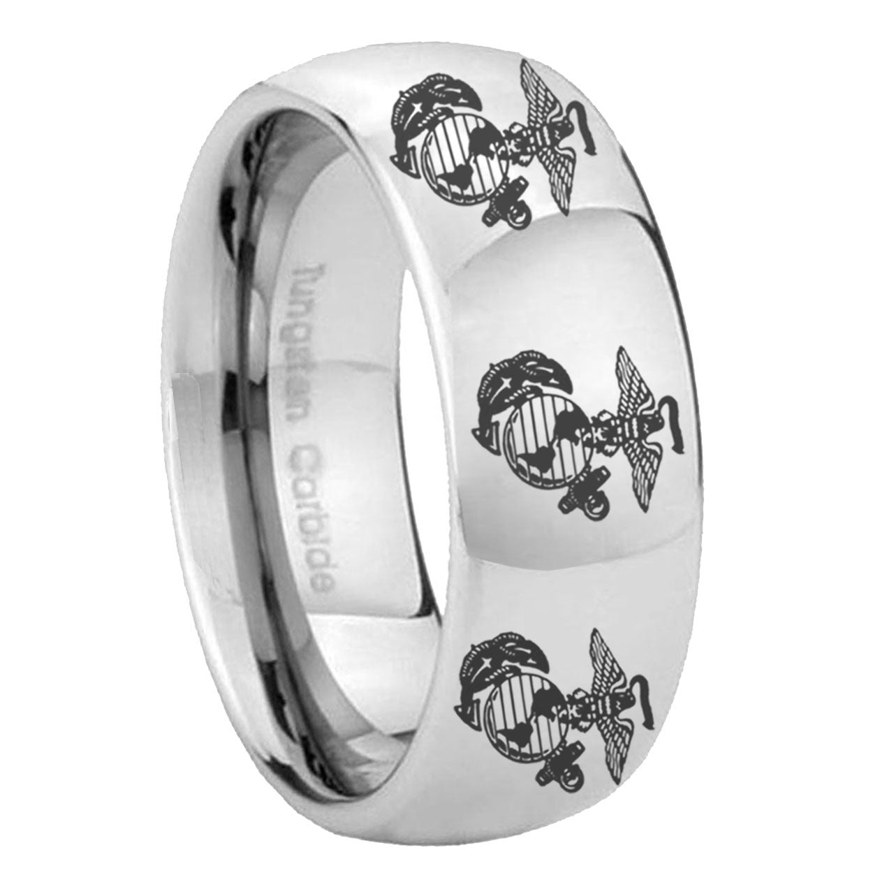 10mm Multiple Marine Beveled Edges Brush Black Tungsten Carbide Promise Ring