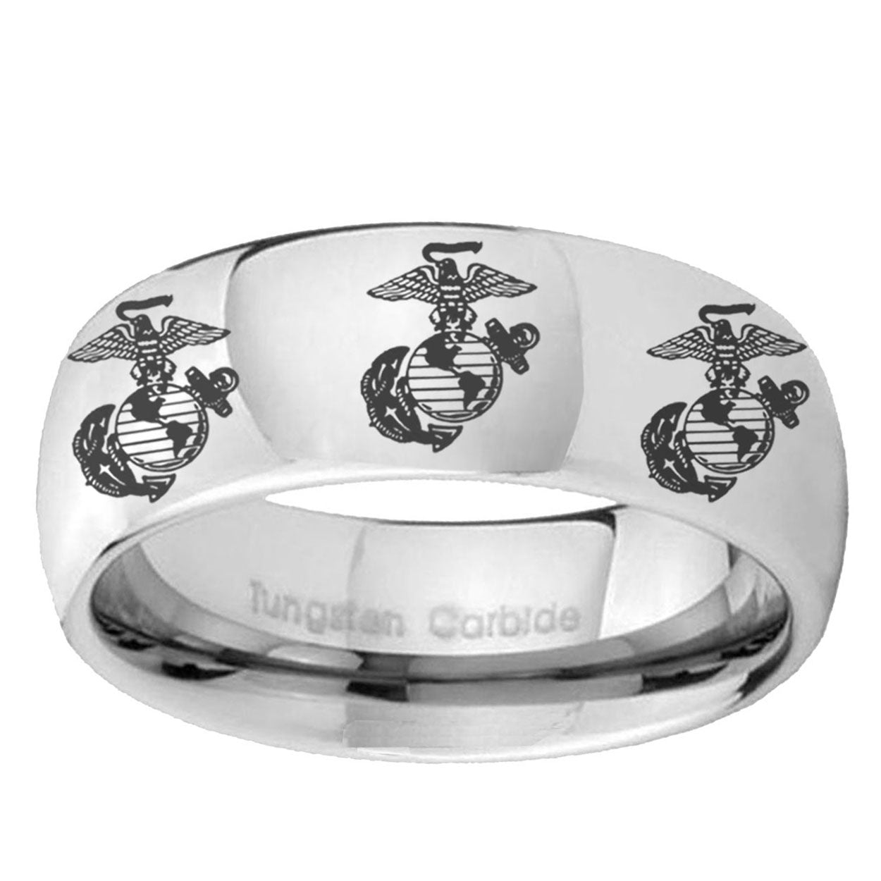 10mm Multiple Marine Beveled Edge Brush Black Tungsten Carbide Promise Ring