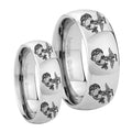 Multiple Marine Mirror Dome Tungsten Promise Ring Set