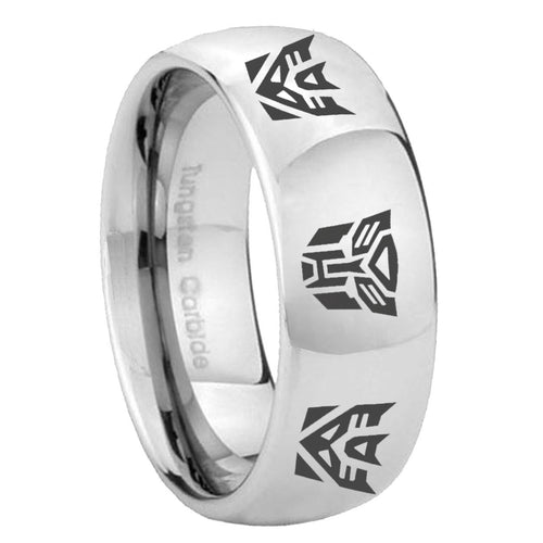 10mm Transformers Autobot Decepticon Mirror Dome Tungsten Carbide Promise Ring