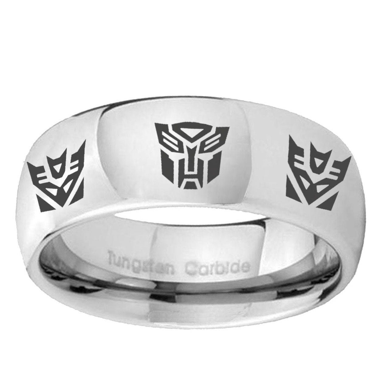 10mm Transformers Autobot Decepticon Mirror Dome Tungsten Carbide Promise Ring