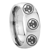 8mm Multiple Skull Mirror Dome Tungsten Carbide Engagement Ring
