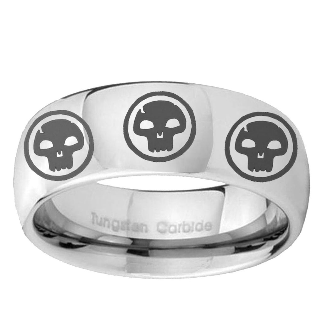 10mm Multiple Skull Mirror Dome Tungsten Ring