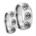 Multiple Skull Mirror Dome Tungsten Couple Band Set