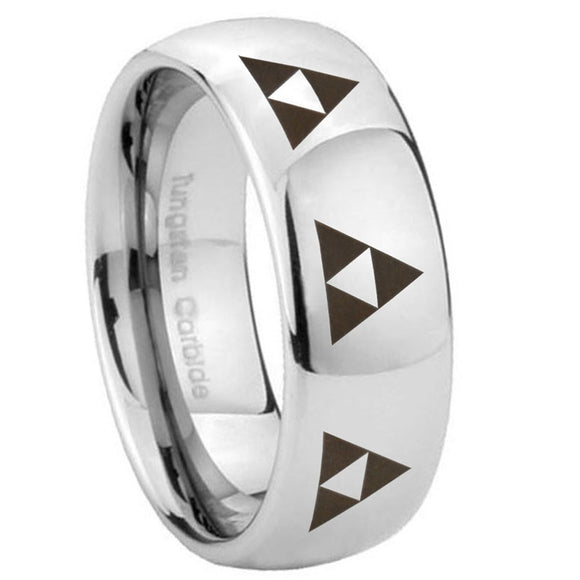 10mm-Multiple-Zelda-Triforce-Mirror-Dome-Tungsten-Carbide-Mens-Anniversary-Ring