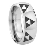 8mm Multiple Zelda Triforce Mirror Dome Tungsten Carbide Wedding Band Mens