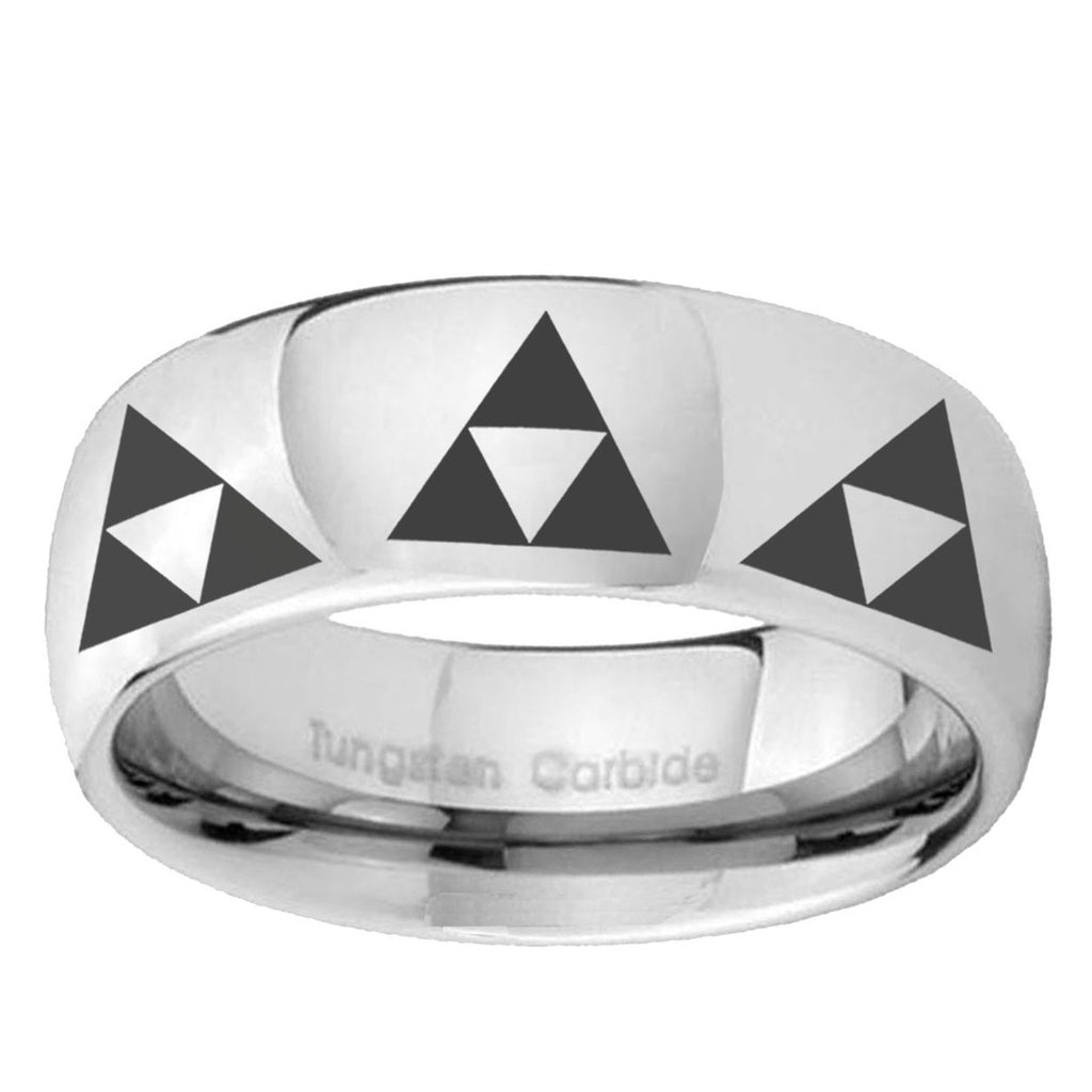 10mm Multiple Zelda Triforce Mirror Dome Tungsten Ring
