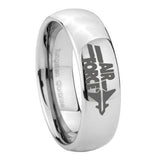 8mm-Classic-Mirror-Dome-Air-Force-Tungsten-Carbide-Silver-Engraved-Ring