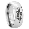 8MM Air Force Dome Polish Silver Tungsten Band For Men
