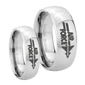Classic Mirror Dome Air Force Tungsten Engagement Ring Set
