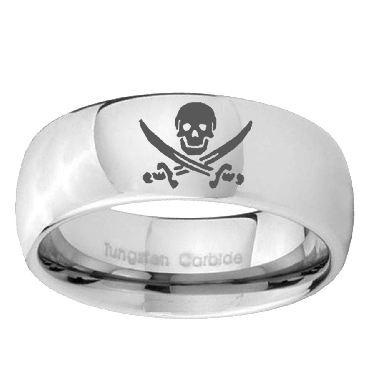 10mm Skull Pirate Mirror Dome Tungsten Ring