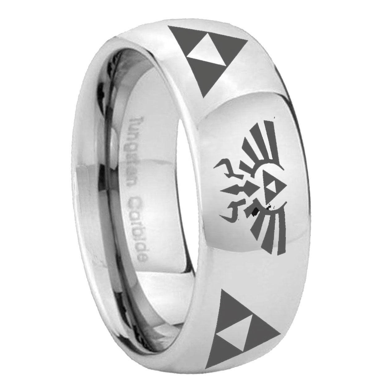 8MM Legend of Zelda Dome Polish Silver Tungsten Man Wedding Band