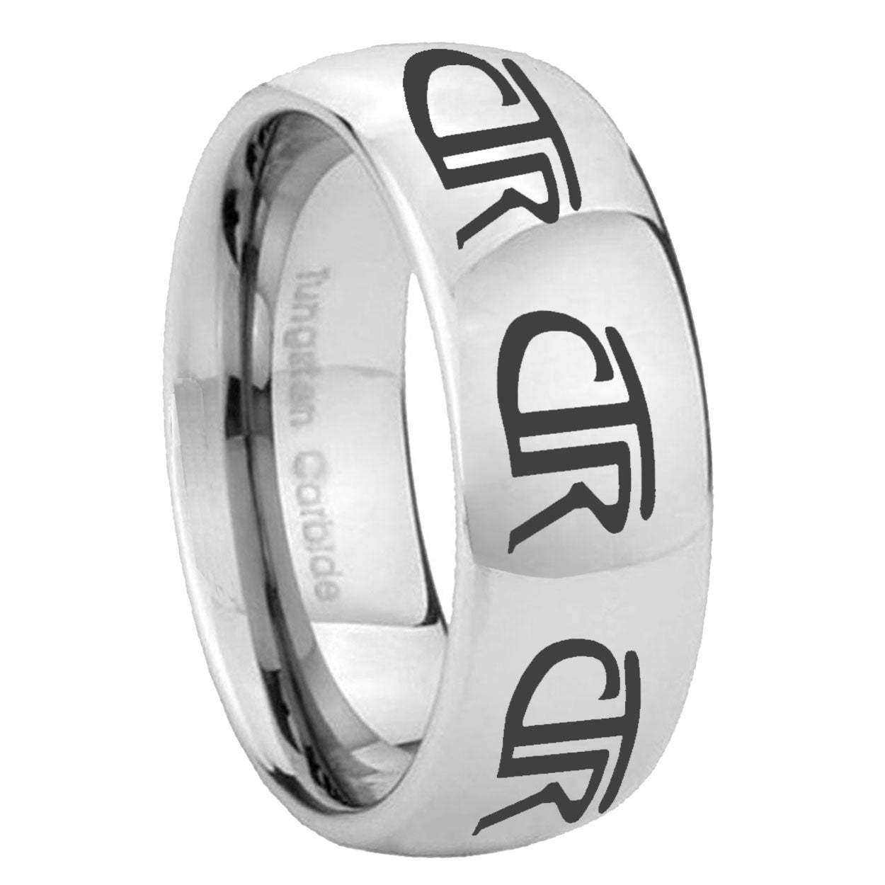 10mm Multiple CTR Mirror Dome Tungsten Carbide Mens Bands Ring