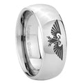 8MM Aquila Dome Polish Silver Tungsten Mens Ring
