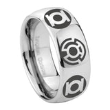 8mm Blue Green Lantern Dome Polish Silver Tungsten Carbide Wedding Band Ring