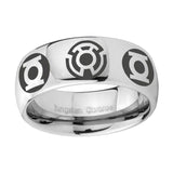 5, 8mm Blue Green Lantern Dome Polish Silver Tungsten Carbide Wedding Band Ring