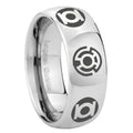 8MM Blue Green Lantern Dome Polish Silver Tungsten Ring For Men