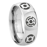 8mm Blue Green Lantern Dome Polish Silver Tungsten Carbide Wedding Band Ring