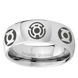 5, 8mm Blue Green Lantern Dome Polish Silver Tungsten Ring