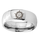 5, 8mm Supernatural Dome Polish Silver Engraved Wedding Ring