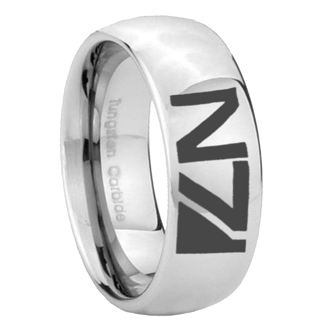 10mm N7 Design Mirror Dome Tungsten Carbide Men's Promise Rings