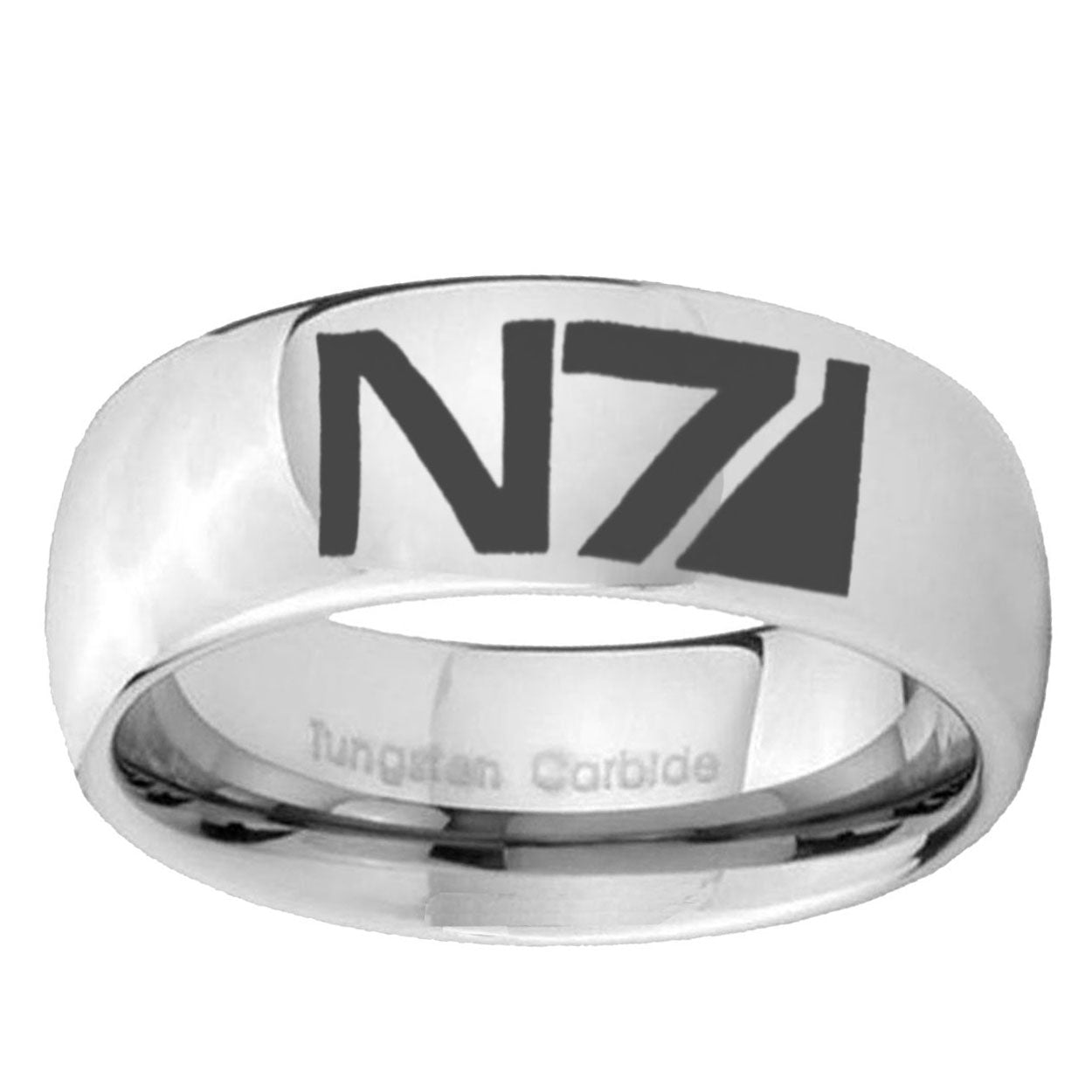 5MM N7 Design Dome Polish Silver Tungsten Wedding Band