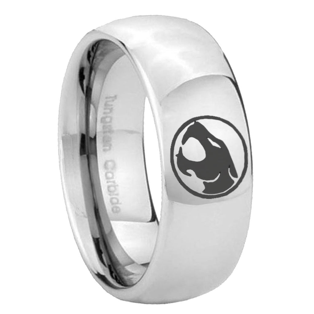 8MM Thundercat Dome Polish Silver Tungsten Wedding Band For Men