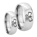 Monarch Mirror Dome Tungsten Wedding Set Ring