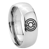 8mm Blue Lantern Dome Polish Silver Engraved Wedding Ring