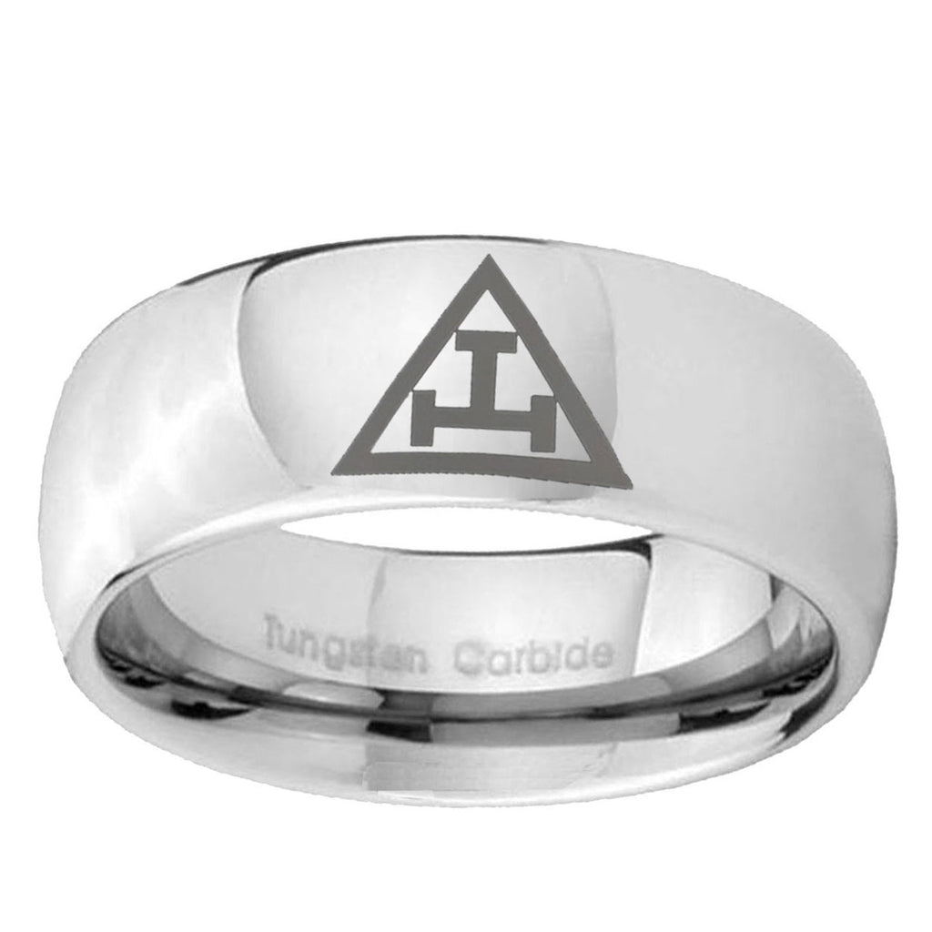 10mm Masonic Triple Mirror Dome Tungsten Ring