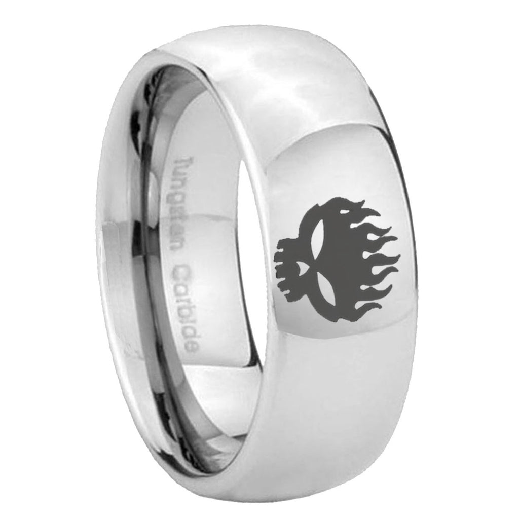 8MM Offspring Dome Polish Silver Tungsten Ring For Men