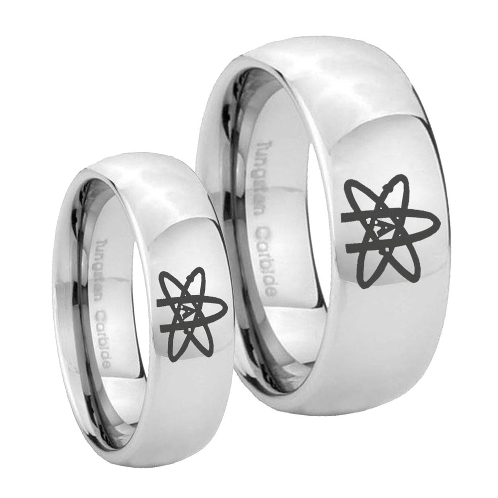 American Atheist Mirror Dome Tungsten Mens Band Set