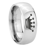 8mm Crown Mirror Dome Tungsten Carbide Mens Wedding Ring