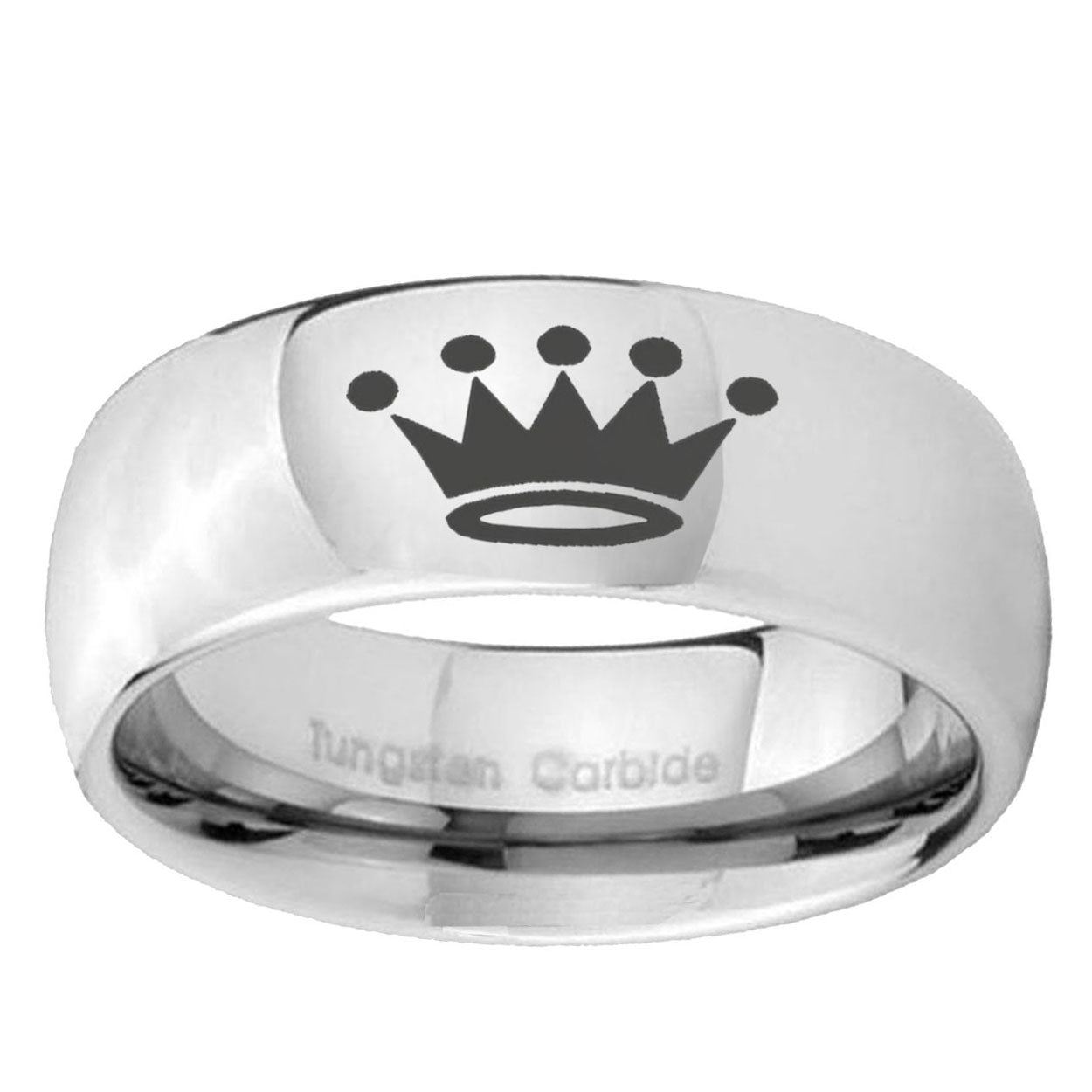 5MM Crown Dome Polish Silver Tungsten Ring For Man