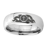 10mm-Flamed-Cross-Mirror-Dome-Tungsten-Carbide-Mens-Ring-Personalized