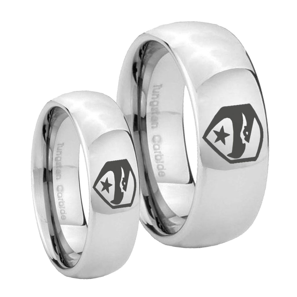 GI Joe Eagle Mirror Dome Tungsten Couples Ring Set