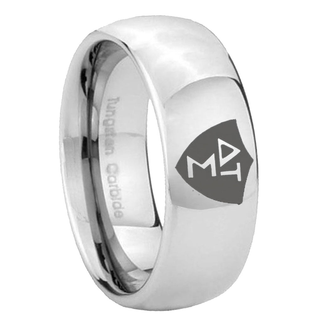10mm Greek CTR Mirror Dome Tungsten Carbide Men's Wedding Band